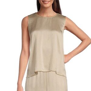 NWT Eileen Fisher
Striated Silk Satin Round Neck Sleeveless Shell Tank